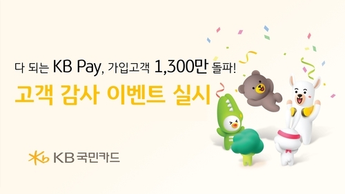 KB국민카드, KB Pay 1300만 고객 돌파 감사 이벤트